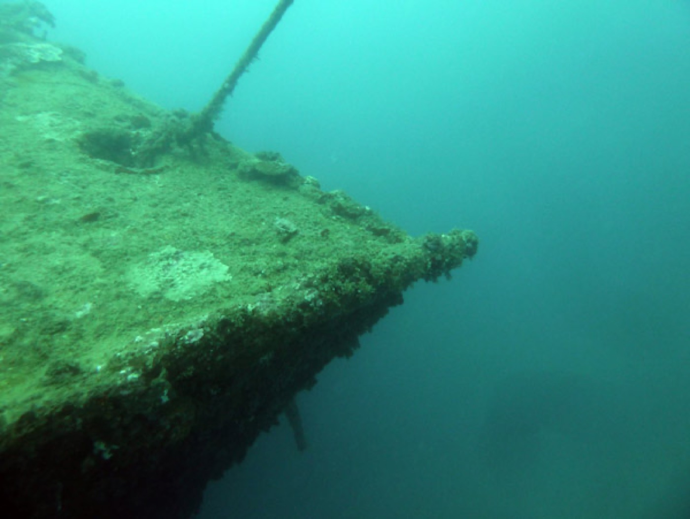 The bow of the Coolidge at 20m
