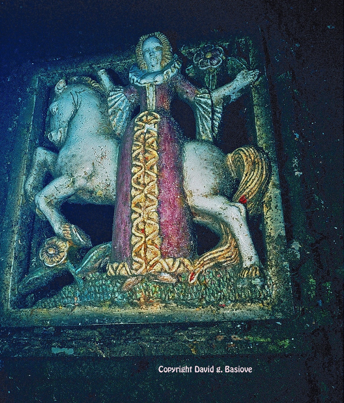 The Lady riding the unicorn, 40m down